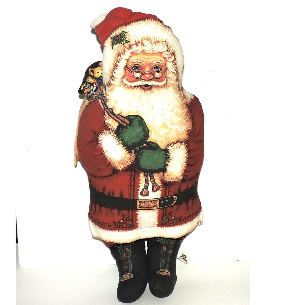 The Toy Works 22 Inch Tall Cloth Stuffed Standing Santa With Toy Sack Decor